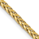 14K 18 inch 2.5mm Semi-Solid Diamond-cut Wheat with Lobster Clasp Chain