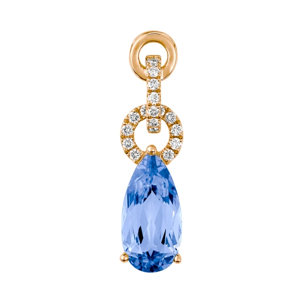 14K Rose Gold Aqua Blue Spinel Pendant With Diamonds