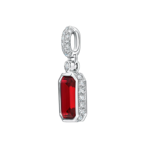 14K White Gold Ruby Pendant With Diamonds