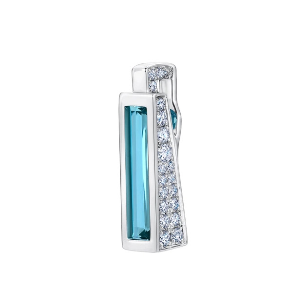 14K White Gold Paraiba Colored Spinel Pendant With Diamonds