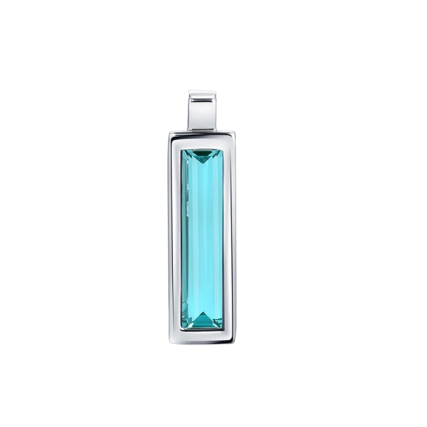 14K White Gold Paraiba Colored Spinel Pendant With Diamonds