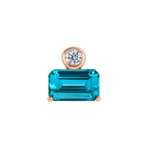 Paraiba Colored Spinel Pendant 8x5mm Emerald Cut Chatham Lab Grown Paraiba Colored Spinel