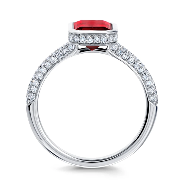 14K White Gold Ruby Ring With Diamonds