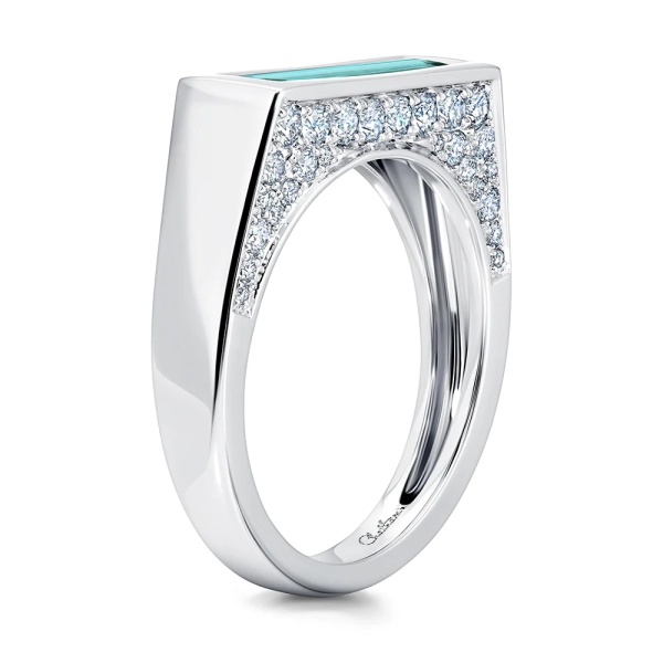 14K White Gold Paraiba Colored Spinel Ring With Diamonds