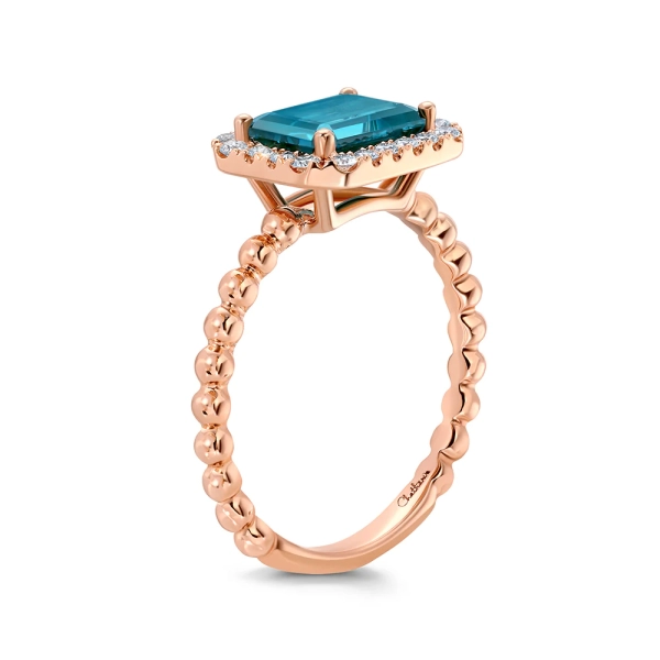 14K Rose Gold Paraiba Colored Spinel Ring Diamonds