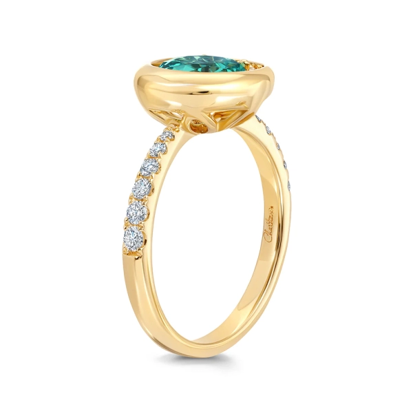 14K Yellow Gold Chrysoberyl Ring With Diamonds