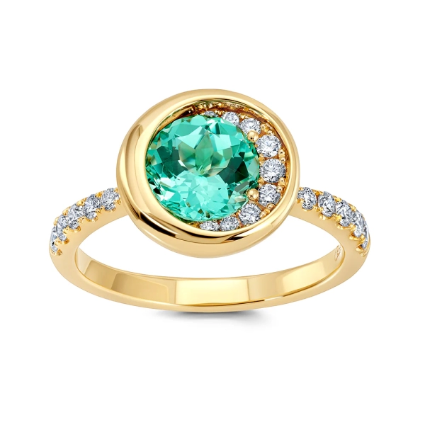 14K Yellow Gold Chrysoberyl Ring With Diamonds