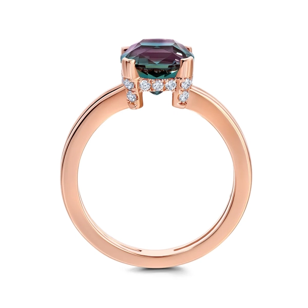 14K Rose Gold Alexandrite Ring With Diamonds