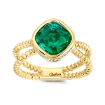 14K White Gold Emerald Ring With Diamond