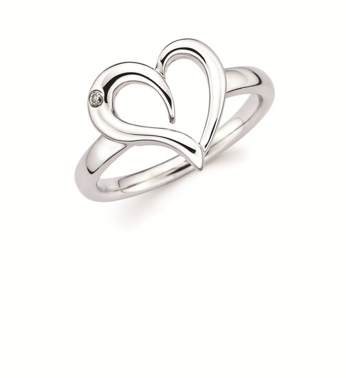 Diva Diamonds® Open Heart Ring In Sterling Silver With .01 Ct. Diamond