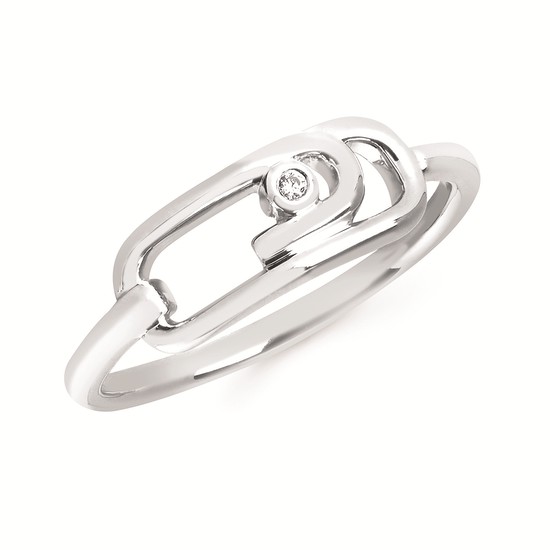 Diva Diamonds® Paper Clip Ring In Sterling Silver With .01 Ct. Diamond