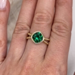 14K Yellow Gold Emerald Ring With Diamond