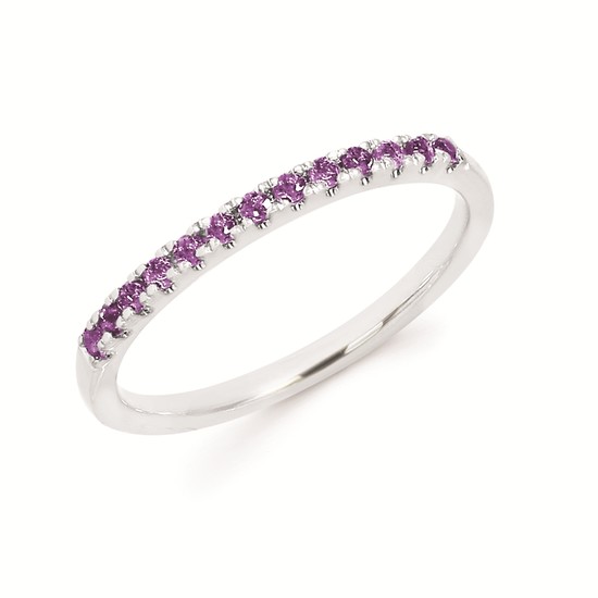 Created Alexandrite Stackable Birthstone Band In 14K Gold