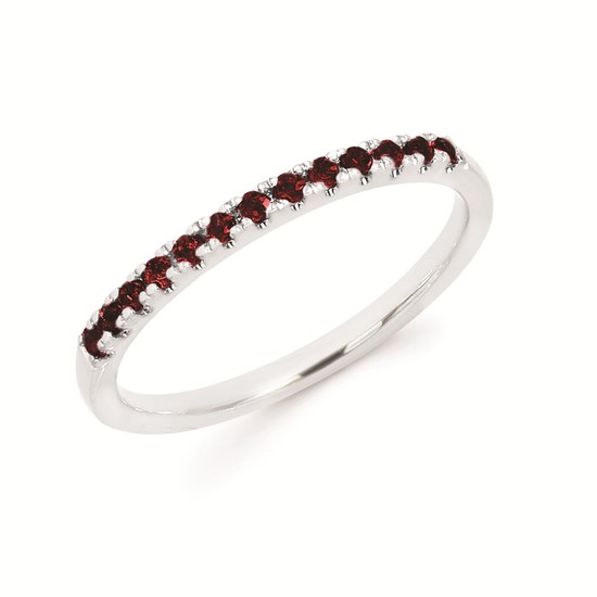 Garnet Stackable Birthstone Band In 14K Gold (January)