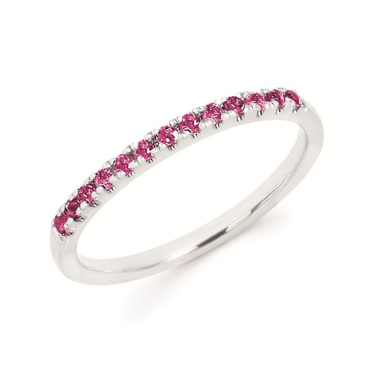 Pink Tourmaline Stackable Birthstone Band In 14K Gold (October)