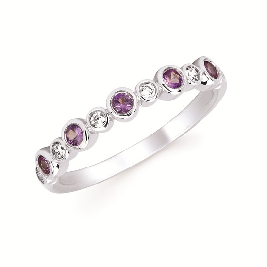 Diamond And Created Alexandrite Fashion Ring In 14K Gold (June)