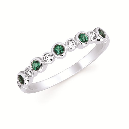 Diamond And Created Emerald Fashion Ring In 14K Gold (May)