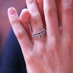 Diamond And Created Sapphire Fashion Ring In 14K Gold (April) - Image 3