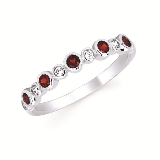 Diamond And Garnet Fashion Ring In 14K Gold (January)