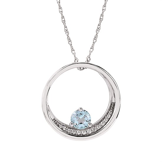 1/2 Tgw. Aquamarine And Diamond Pendant In Sterling Silver (Includes .08 Ctw. Diamonds)