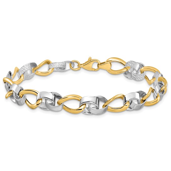 Leslie's 10K Two-tone Polished and D/C Link Bracelet