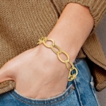 Leslie's 10K Polished and Textured Link Bracelet - Image 3