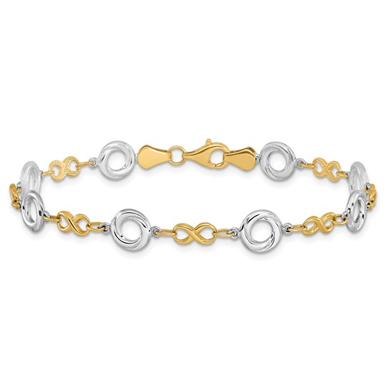 Leslie's 10K Two-tone Polished Textured Infinity Bracelet