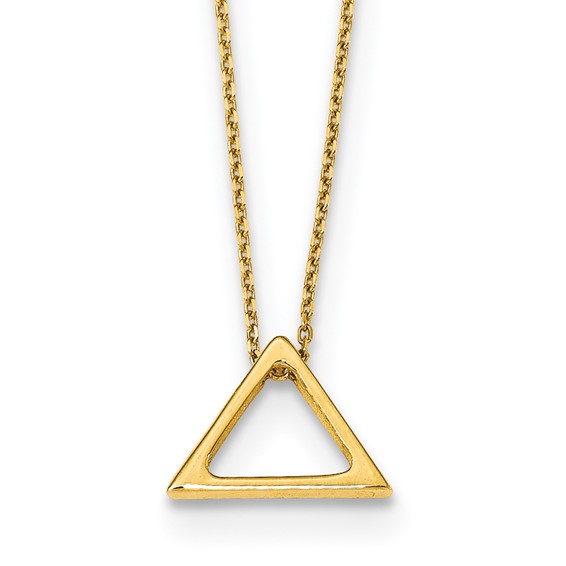 Leslie’s 14K Polished Triangle with 2 in ext. Necklace