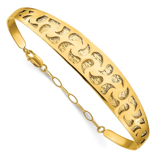 Leslie's 14k Polished D/C with Safety Chain Bangle