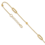 Leslie's 14K Polished Diamond-cut Beads with 1in. ext. Anklet