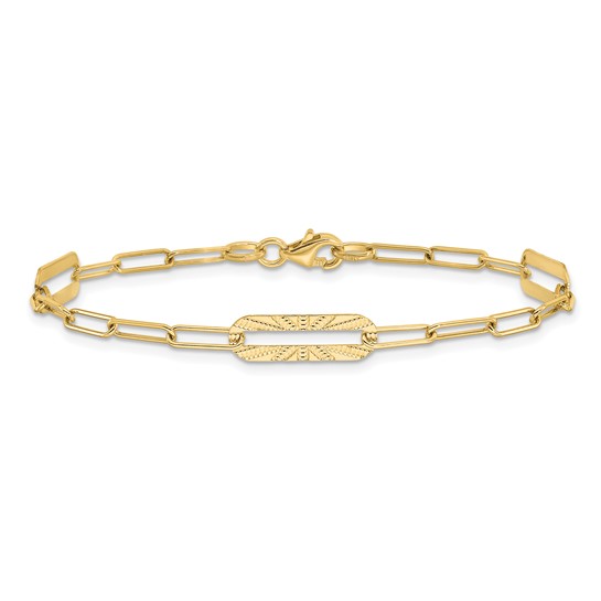 Leslie's 14K Polished and Textured Fancy Link Bracelet