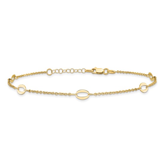 Leslie's 14K Polished Oval Links 9in Plus 1in ext. Anklet