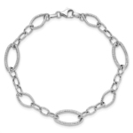 Leslie's 14K White Gold Polished and Textured Link Bracelet