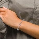 Leslie's 14K White Gold Polished and Textured Link Bracelet - Image 3