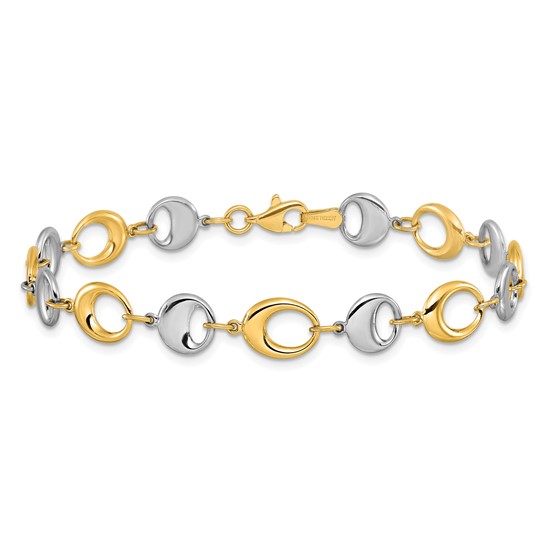 Leslie's 14K Two-tone Polished Link Bracelet