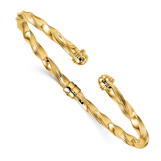 Leslie's 14K Polished Textured Hinge Cuff Bangle