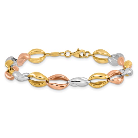 Leslie's 14K Tri-color Fancy Link Bracelet