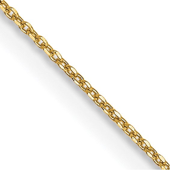 14K 18 inch .6mm Diamond-cut Round Open Link Cable with Spring Ring Clasp Chain