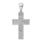 Sterling Silver Rhodium-plated Polished and D/C Cross Pendant