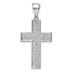 Sterling Silver Rhodium-plated Polished and D/C Cross Pendant