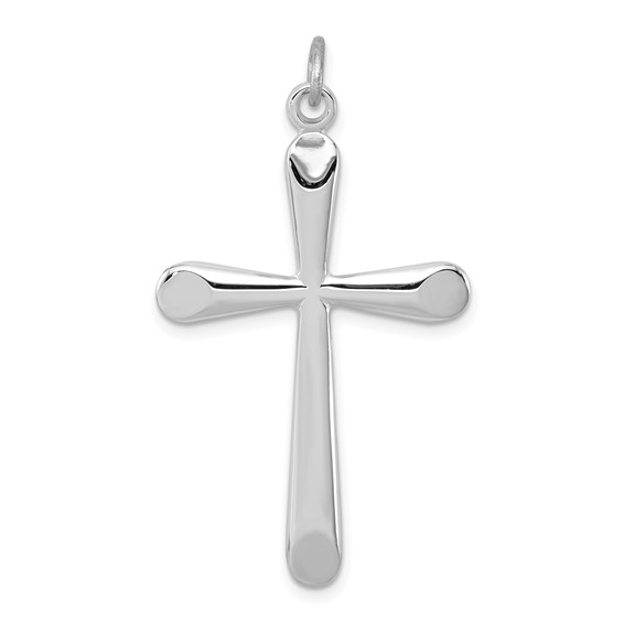 Sterling Silver Rhodium-plated Polished Cross Pendant