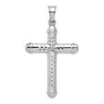 Sterling Silver Rhodium-plated Diamond -Cut Reversible Cross Pendant