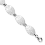 Leslie's Sterling Silver Rhod-pl. Brushed/Polished with 1in ext. Leaf Bracelet
