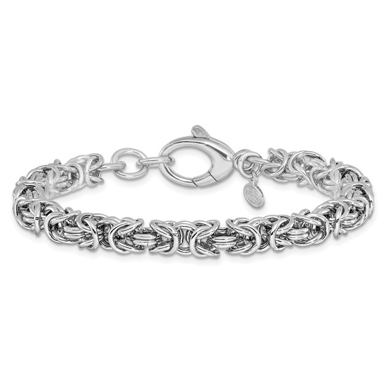 Leslie's Sterling Silver Rhodium-plated with .5in ext Byzantine Bracelet