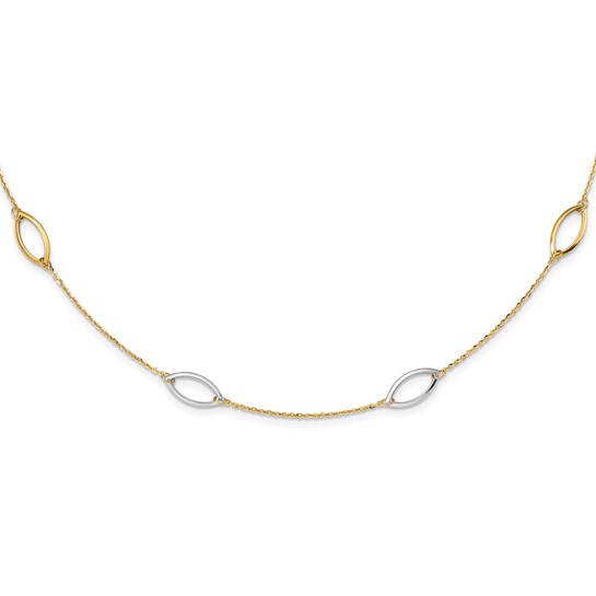 14K Two-tone Fancy Link Necklace