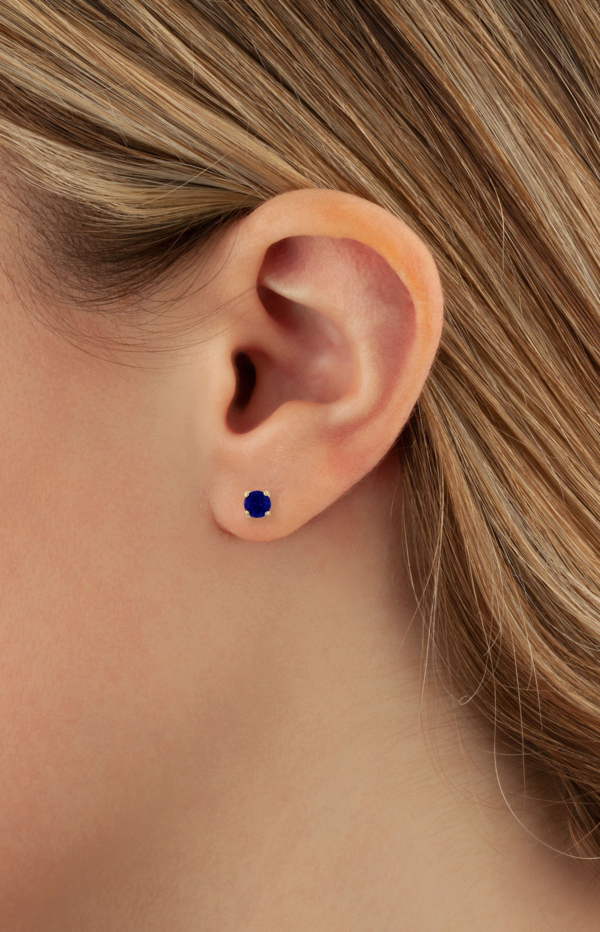 14KG 4MM GEN SAPPHIRE Earrings - Image 4