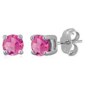 14KT White Gold 4MM PINK TOURMALIN