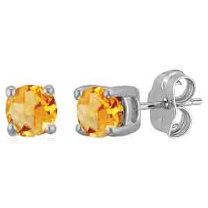 14KT White Gold 4MM CITRINE