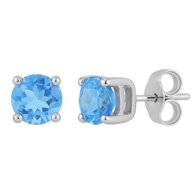 14KT White Gold Swiss Blue Topaz Earrings