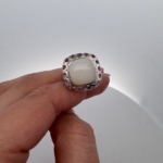 Natural Moonstone & Amethyst Statement Ring | 925 Sterling Silver | Size 6